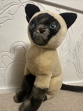 Vintage Dakini Siamese Plush Cat - Cream and Dark Brown with Blue Eyes